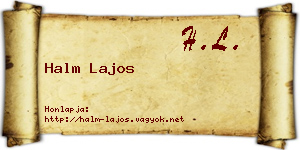 Halm Lajos névjegykártya